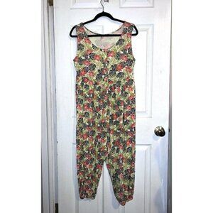 KATE QUINN Womens Jumpsuit  StretchTropical Print Sleeveless Button Front